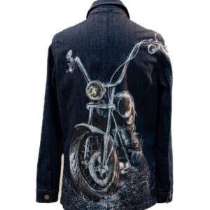 Giacca jeans modello moto stilizzata