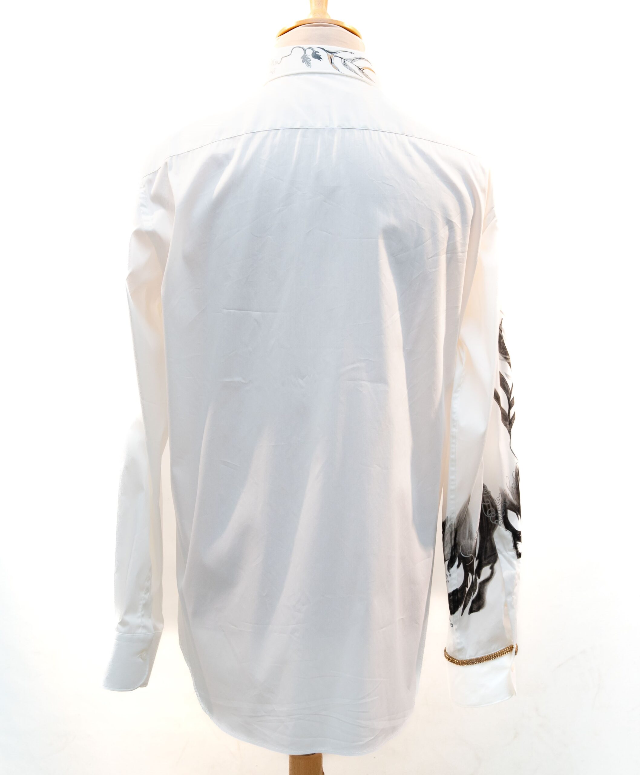Camicia motivo floreale polsino swarovski - immagine 2