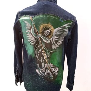 Camicia jeans motivo S. Michele Arcangelo