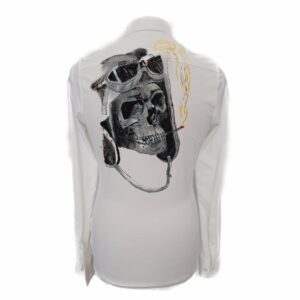Camicia Funzionale dipinta a mano motivo teschio fumante