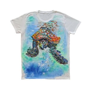 T-shirt dipinta a mano motivo tartaruga