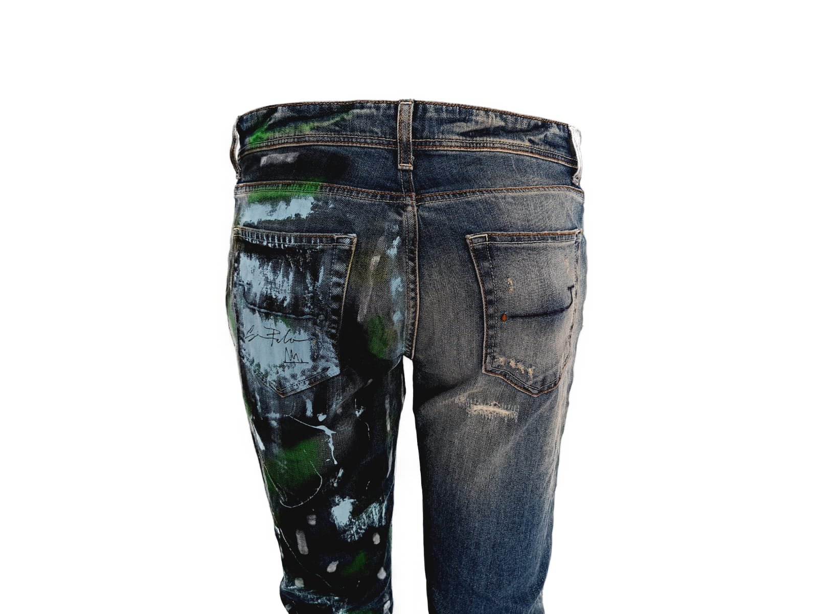 Jeans Dipinto a Mano con Effetto Splash - immagine 7
