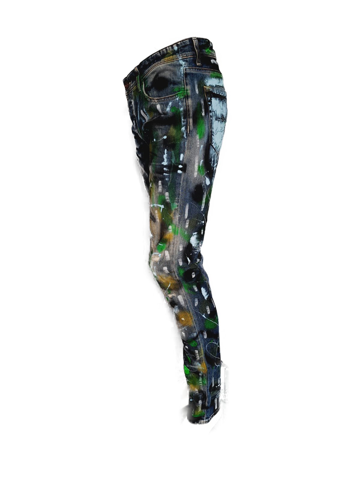 Jeans Dipinto a Mano con Effetto Splash - immagine 8