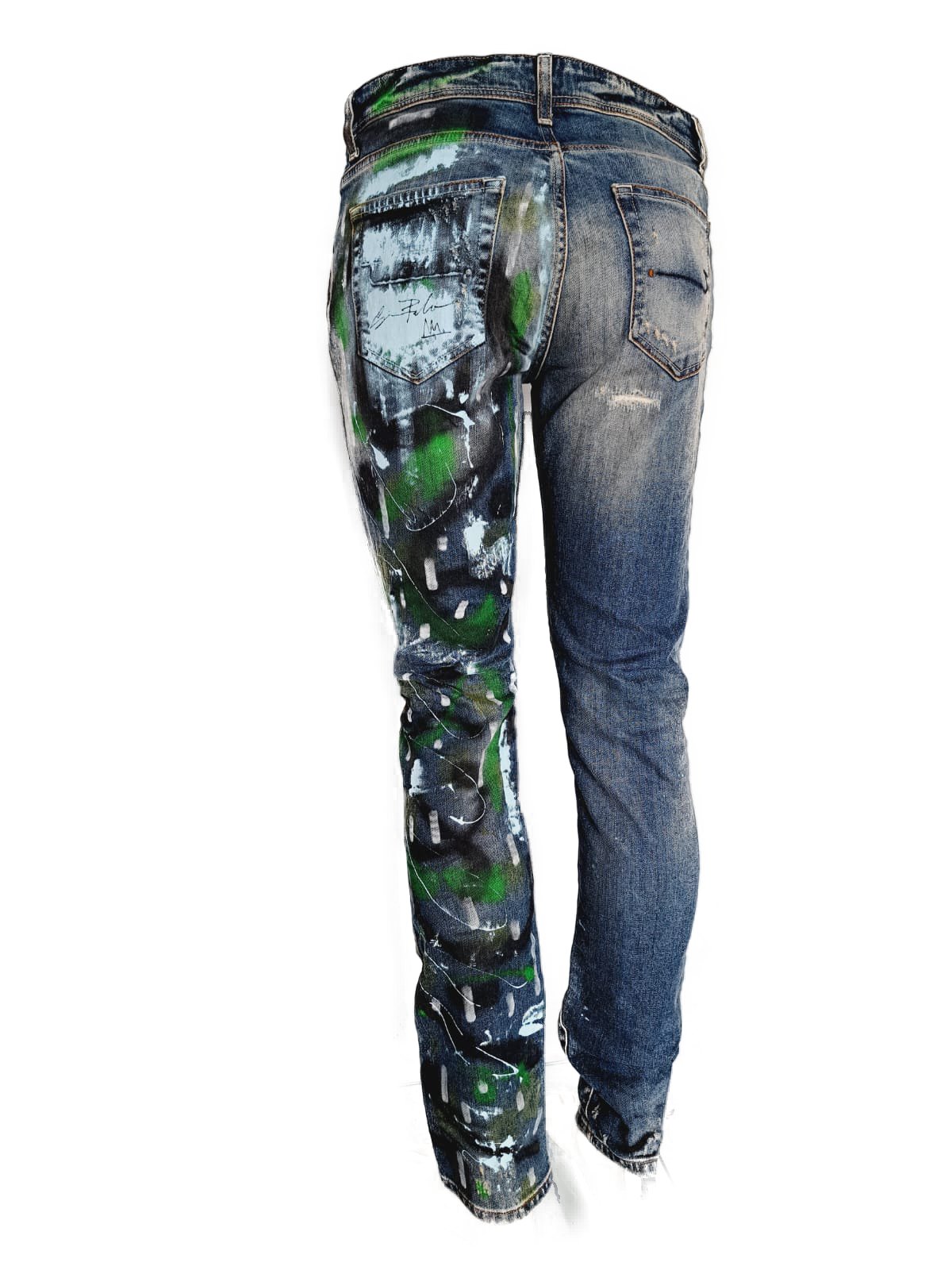 Jeans Dipinto a Mano con Effetto Splash - immagine 6
