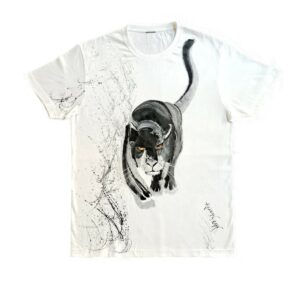 T-shirt dipinta a mano motivo pantera - effetto Splash