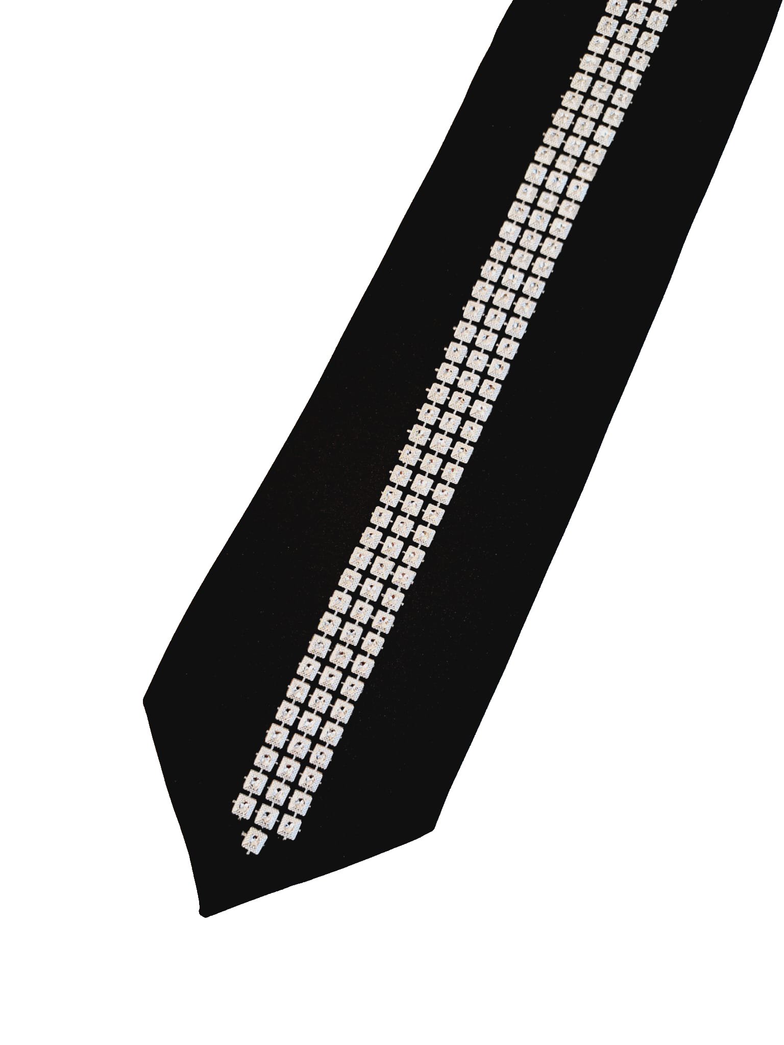 Cravatta luxury in raso nera con micro-strass - immagine 2