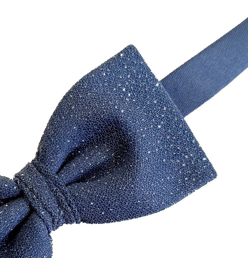 Papillon blu navy in tessuto Effetto scintilla - immagine 2