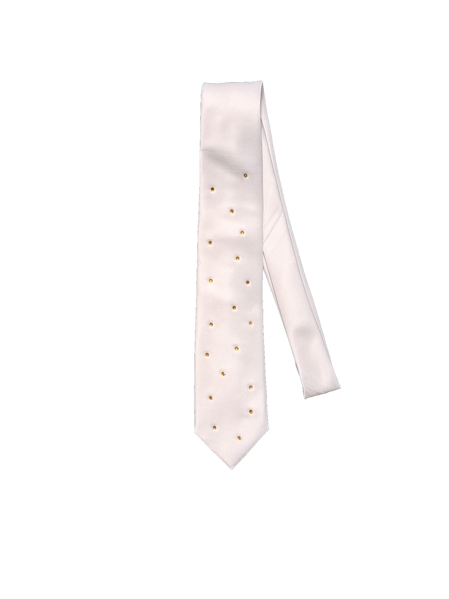 Cravatta luxury bianca con strass oro